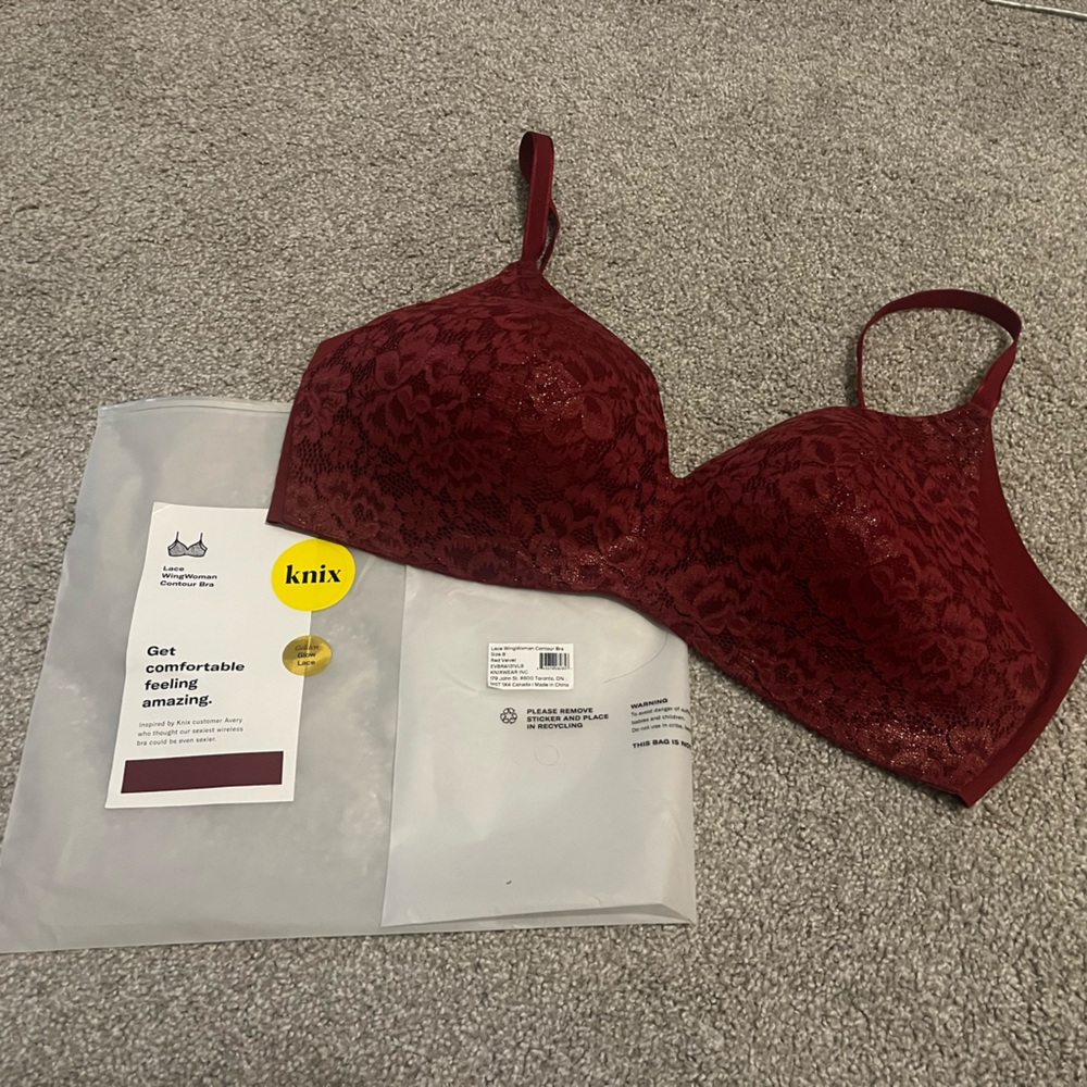 Knix Women's Burgundy Lace Bra